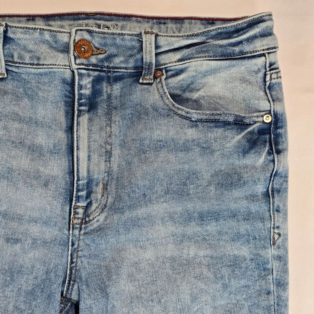 Edgely High Rise Flare‎ Jeans Light Wash Acid Denim Size 12 Short 751408